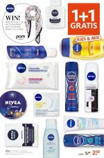 Etos reclame folder week 41 pagina.6 1+1 GRATIS Nivea alle varianten, combineren mogelijk, m.u.v. zon en deodorant 200 ml, bijvoorbeeld soft tube 75 ml 5.38 2.69 2 stuks WIN! ...