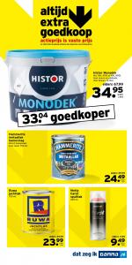 Gamma reclame folder week 34 pagina.28 Histor Monodek Wit, RAL 9010 of RAL 9001. Voor muren en plafonds. Voor binnen. 10 liter. elders 67.99 34.95 3.50/ Liter 33.04 goedkoper ...